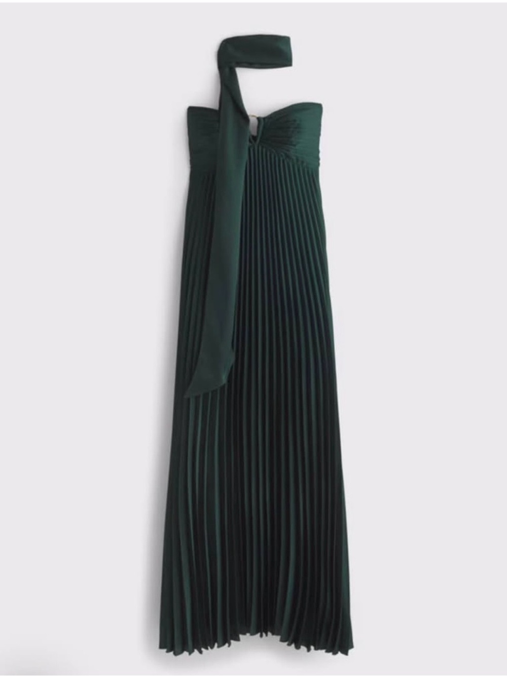 Abercrombie & Fitch Strapless Pleated Maxi Dress in Dark Green